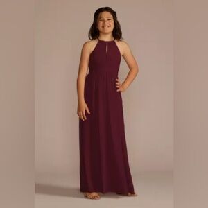 Chiffon High-Neck Pleated Junior Bridesmaid Dress